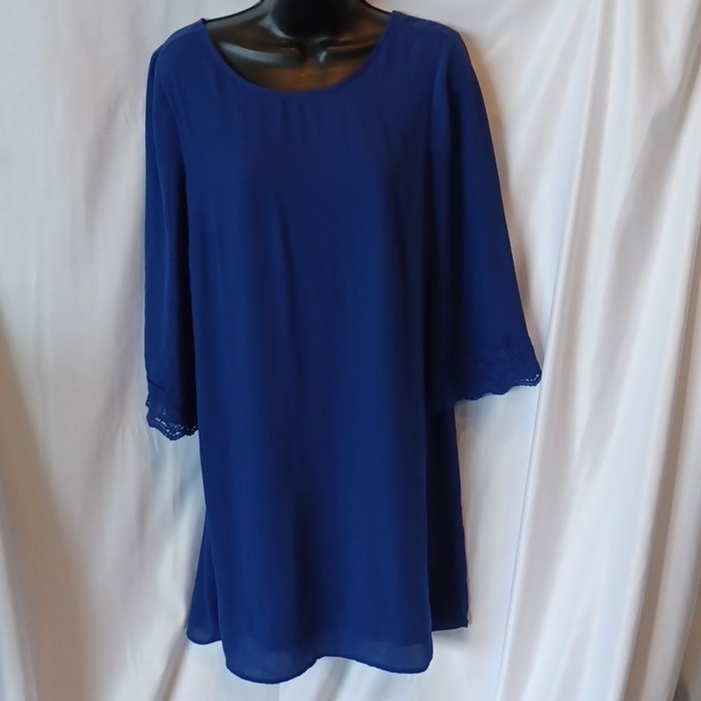 BLACK Rainn lace detail Royal Blue Sheath dress, lined